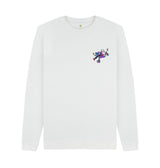 White Mens Cartoon Character Flying V Sweater
