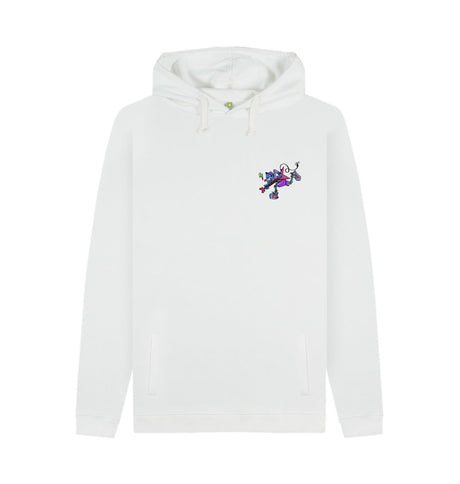 White Mens Cartoon Character Flying V Hoodie