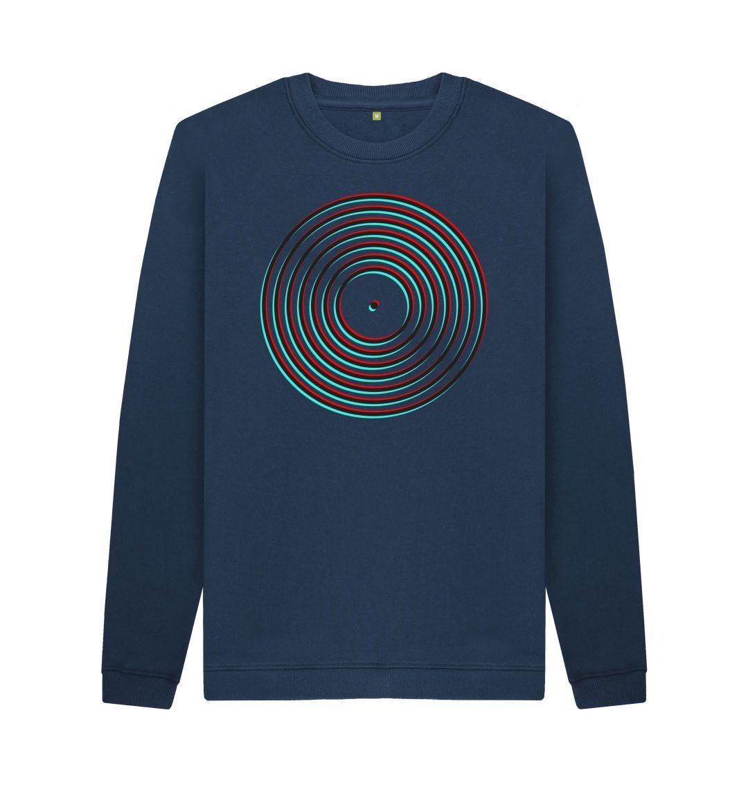 Navy Blue Mens Vinyl Record Outline Sweatshirt