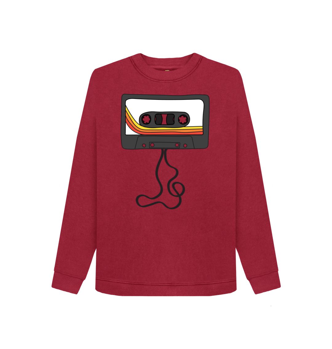 Cherry Womens Unwound Cassette Graphic Sweatshirt