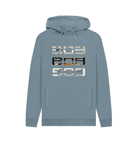 Stone Blue Printed Hoody Front