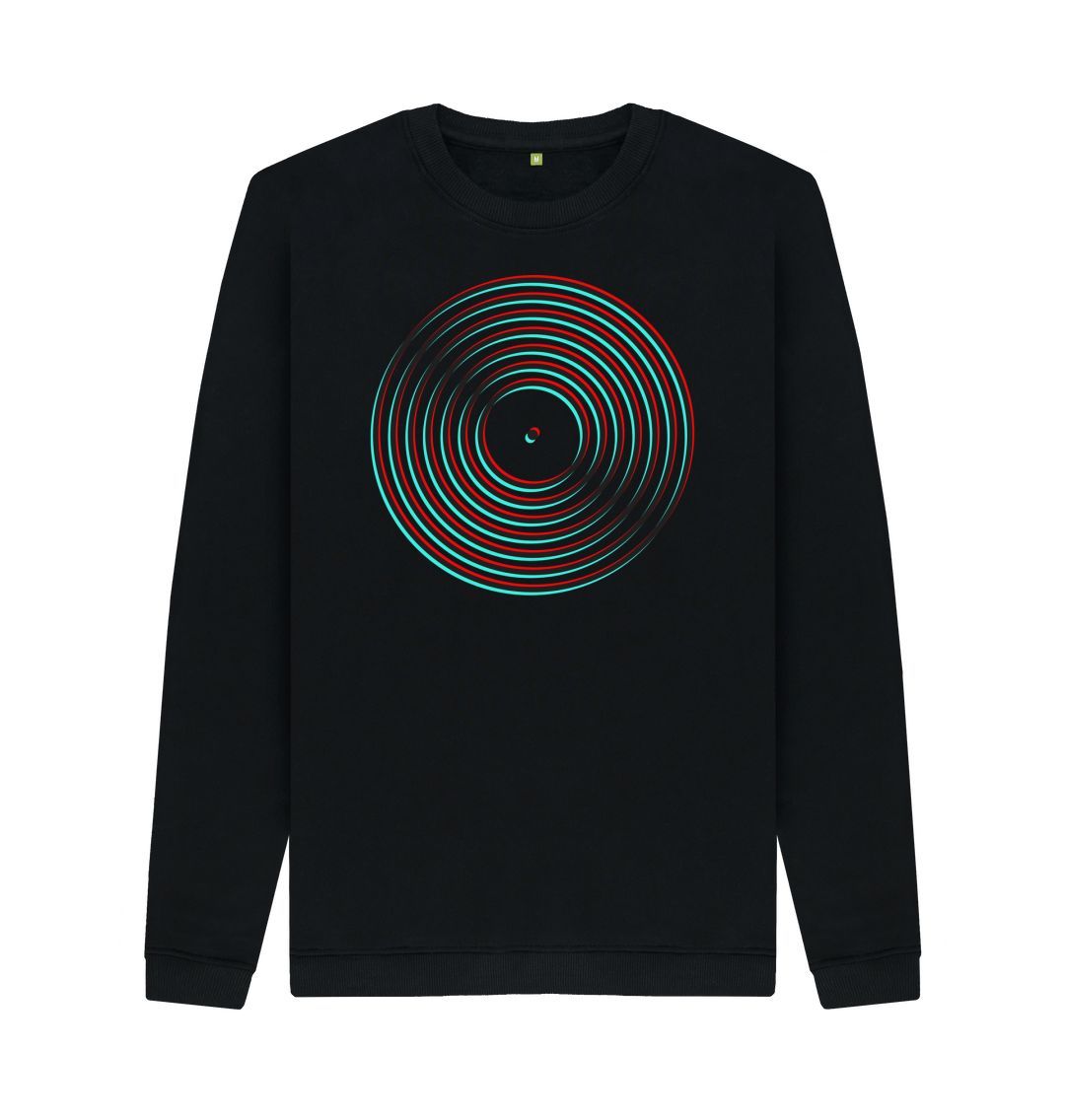 Black Mens Vinyl Record Outline Sweatshirt