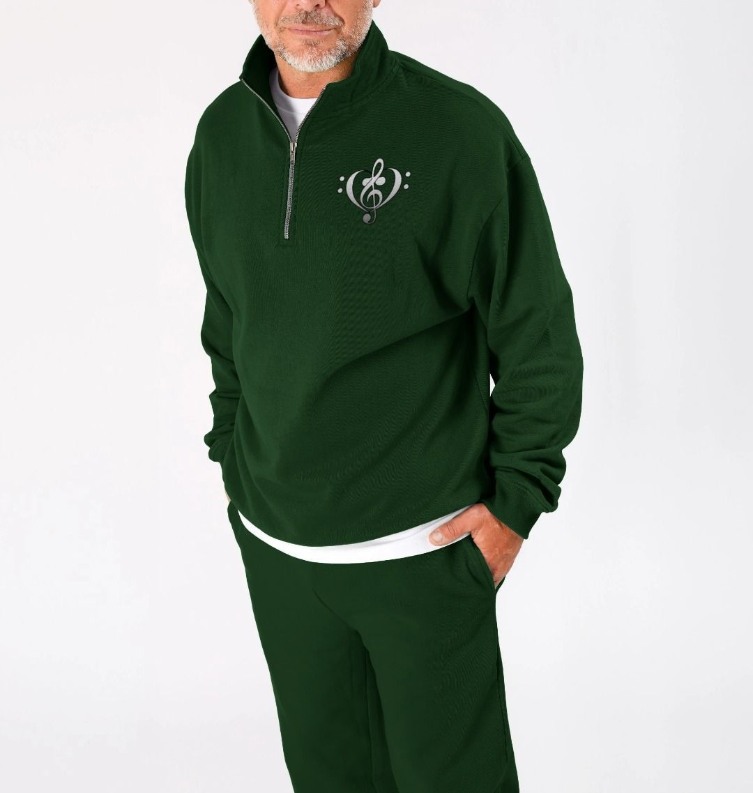 Combined Clef Heart Symbol Graphic Unisex Quarter Zip Sweatshirt
