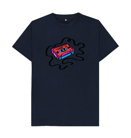 Navy Blue Marker Pen Cassette Illustration T-Shirt