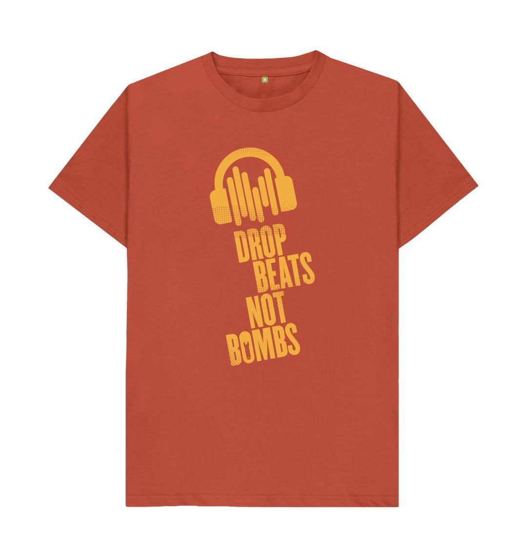 Rust Drop Beats Not Bombs Sound Shirts Yellow Logo T-Shirt