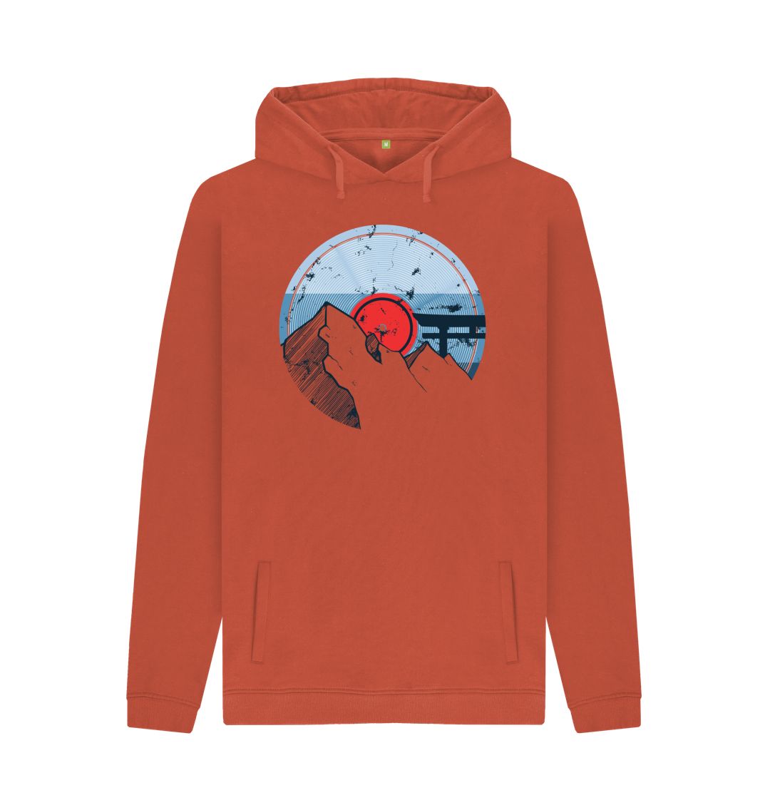 Rust Mens Vinyl Record Mountain Hoodie