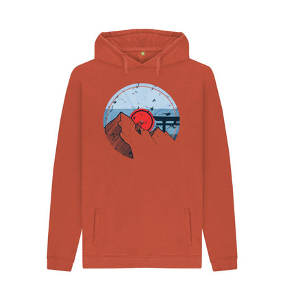 Rust Mens Vinyl Record Mountain Hoodie