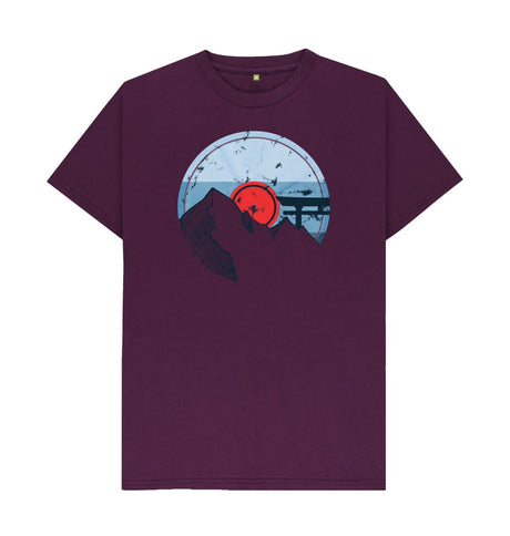 Purple Mens Vinyl Record Mountain T-Shirt