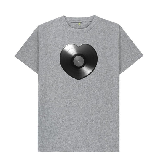 Athletic Grey Mens Vinyl Heart T-shirt - Black