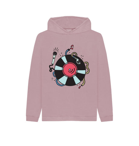 Mauve Kids Cartoon DJ Hoodie
