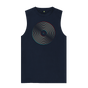 Navy Blue Vinyl Record Outline Mens Vest