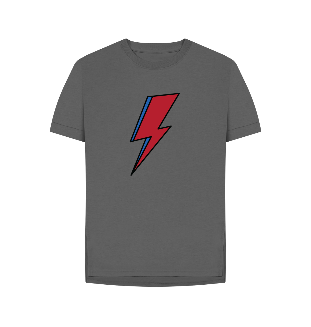 Slate Grey David Bowie Lightning Bolt Womens T-Shirt