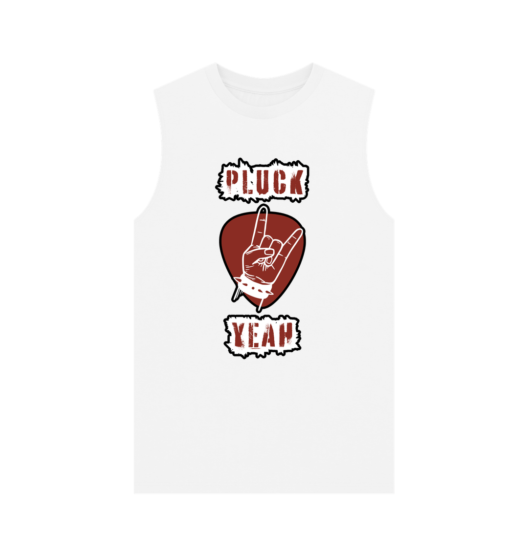 White \"Pluck Yeah\" Graphic Mens Vest