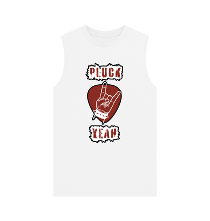 White \"Pluck Yeah\" Graphic Mens Vest