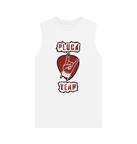 White \"Pluck Yeah\" Graphic Mens Vest