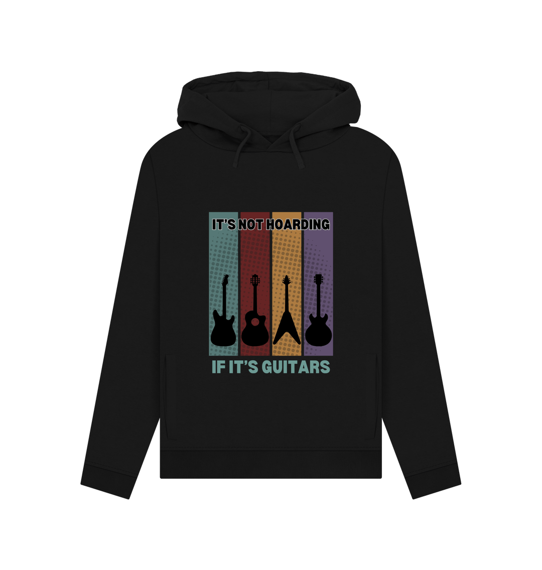 Black \"It's Not Hoarding If It's Guitars\" Womens Pullover Hoodie