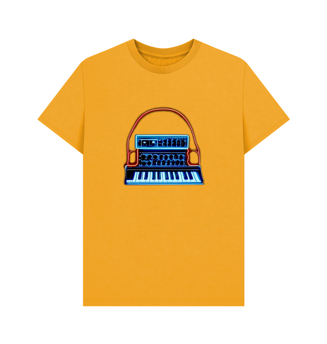 Mustard Neon Moog Style Synth Mens T-Shirt