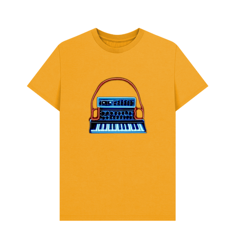 Mustard Neon Moog Style Synth Mens T-Shirt