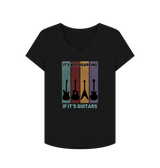Black \"It's Not Hoarding If It's Guitars\" Womens V-Neck T-Shirt