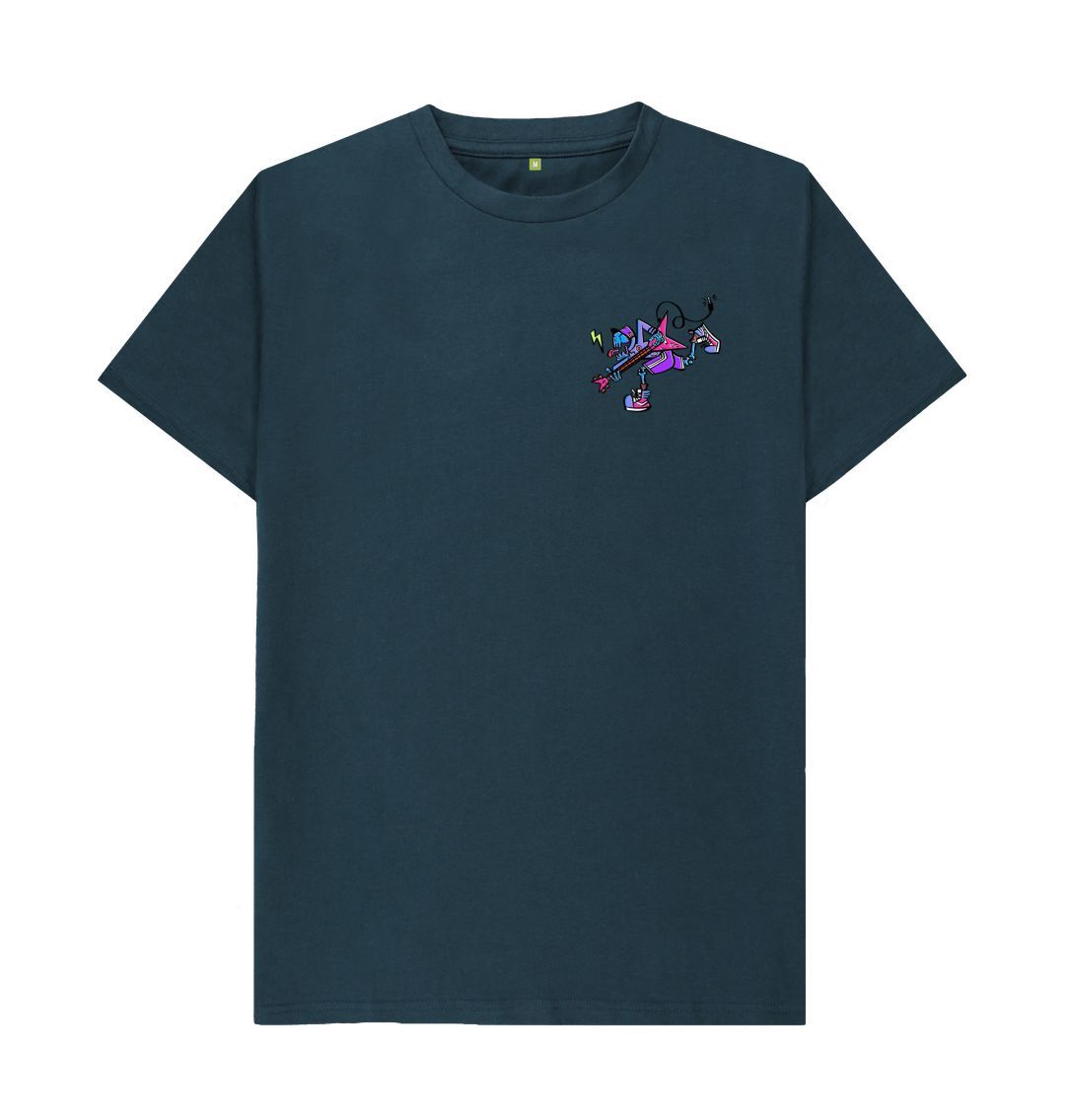Denim Blue Cartoon Character Flying V T-Shirt