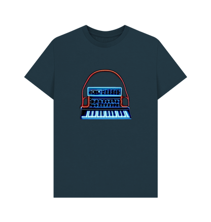 Denim Blue Neon Moog Style Synth Mens T-Shirt