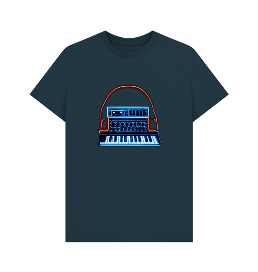 Denim Blue Neon Moog Style Synth Mens T-Shirt