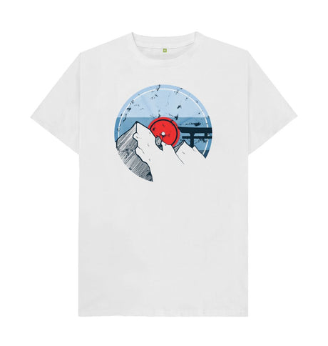 White Mens Vinyl Record Mountain T-Shirt