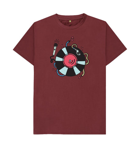 Red Wine Cartoon DJ Turntable & Mic T-Shirt