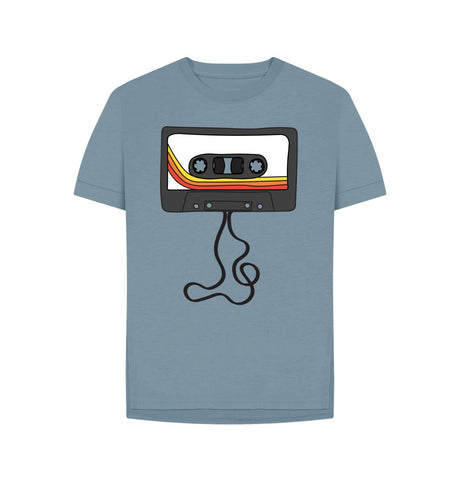Stone Blue Womens Unwound Cassette Graphic T-Shirt