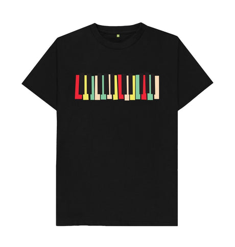 Black Colourful Keyboard Print T-Shirt