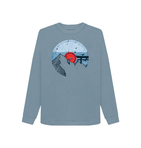 Stone Blue Womens Vinyl Record Mountain Sweatshirt