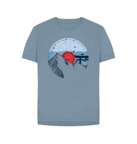 Stone Blue Womens Vinyl Record Mountain T-Shirt