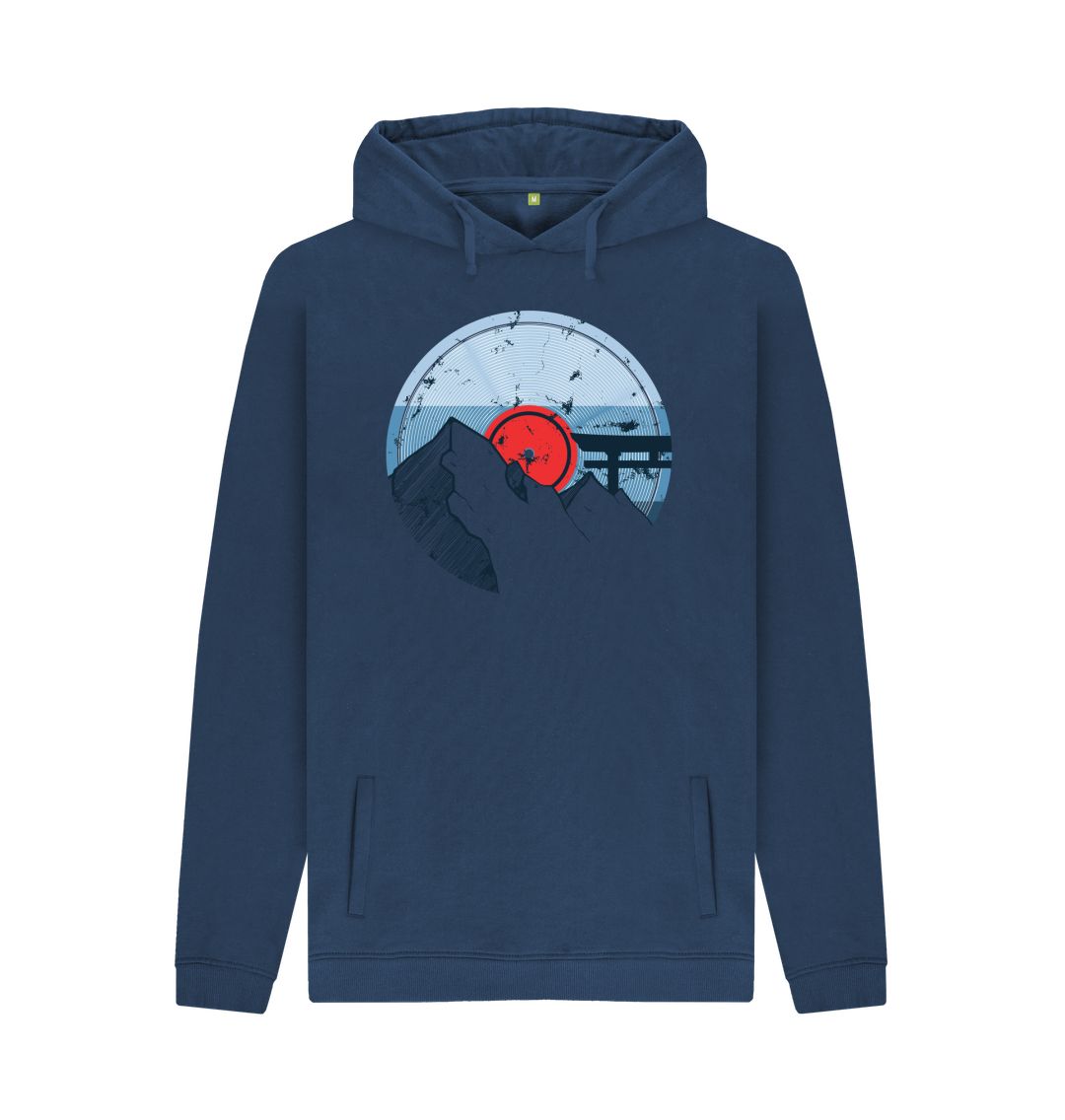 Navy Mens Vinyl Record Mountain Hoodie