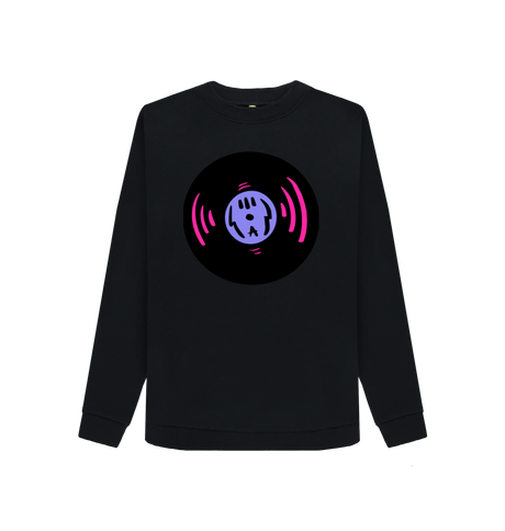 Black Printed Sweater Front