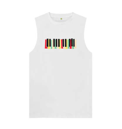 White Colourful Keyboard Mens Vest