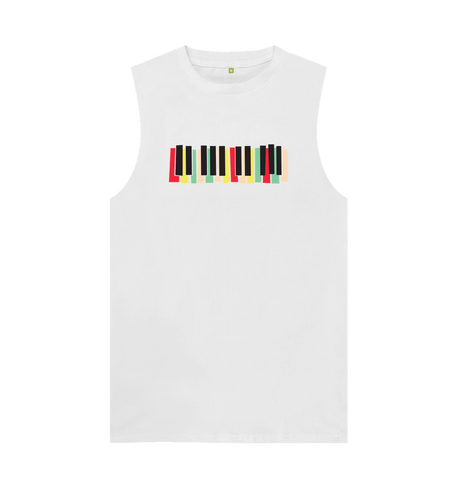 White Colourful Keyboard Mens Vest