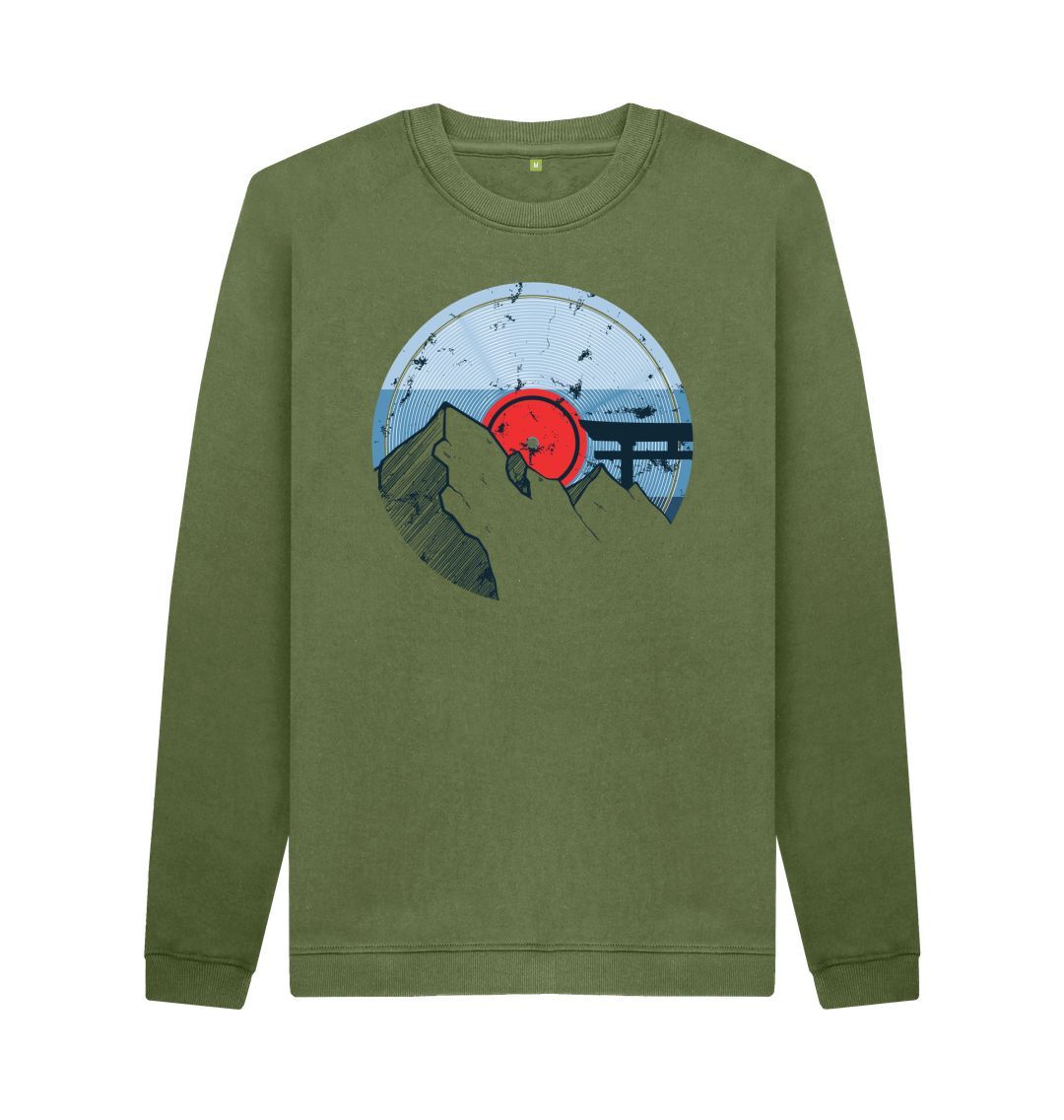 Khaki Mens Vinyl Record Mountain Sweatshirt