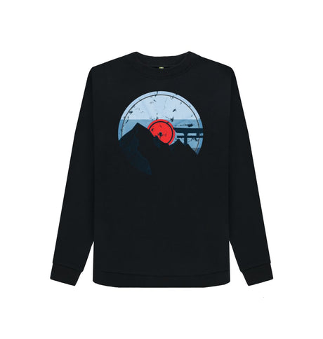Black Womens Vinyl Record Mountain Sweatshirt