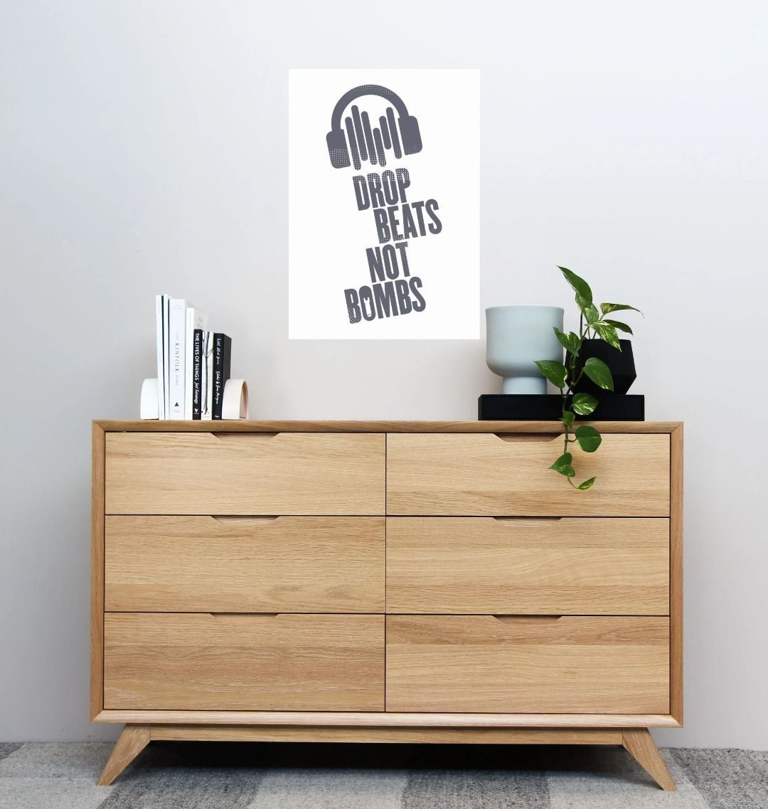 Drop Beats Not Bombs Sound Shirts Logo In Navy A3 Print