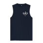 Navy Blue Combined Clef Heart Symbol Graphic Mens Vest