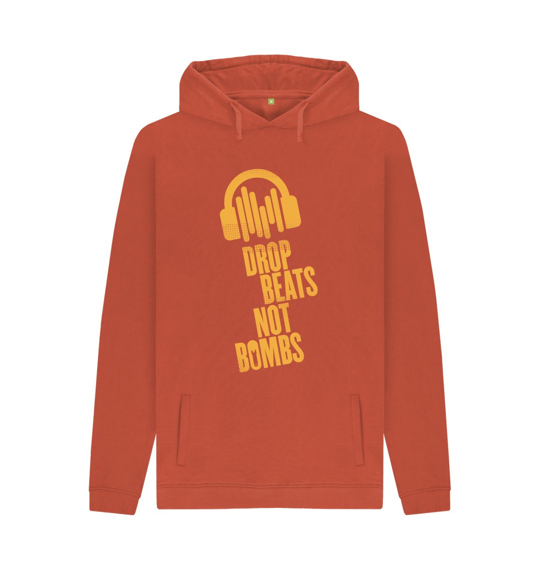Rust Drop Beats Not Bombs Sound Shirts Yellow Logo Mens Hoodie