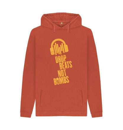 Rust Drop Beats Not Bombs Sound Shirts Yellow Logo Mens Hoodie
