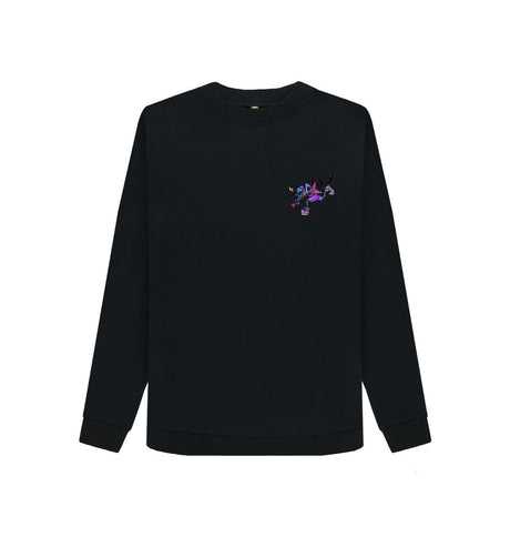 Black Womens Cartoon Character Flying V Sweater