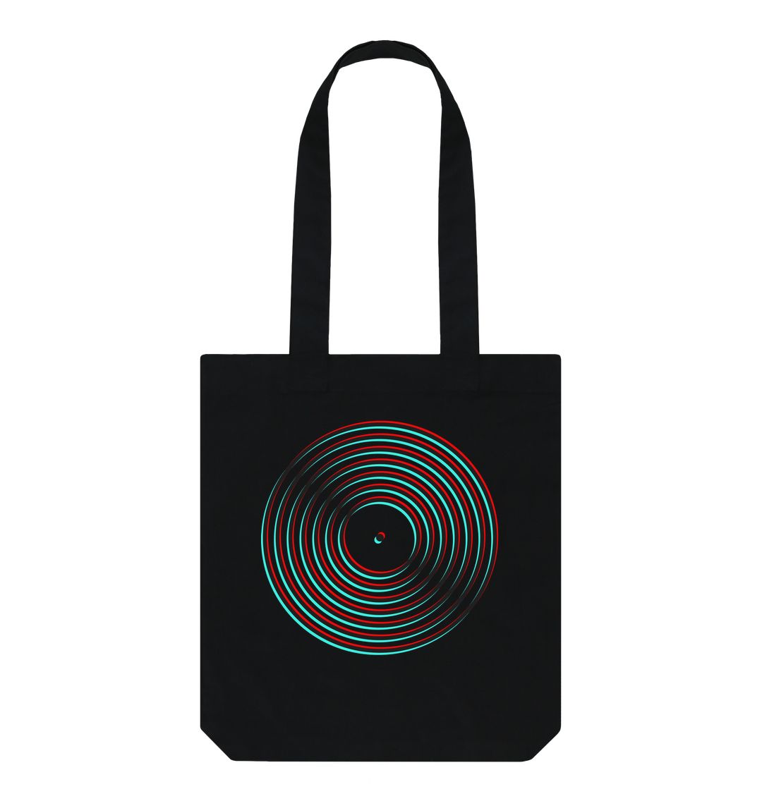 Black Vinyl Record Outline Shopper Bag
