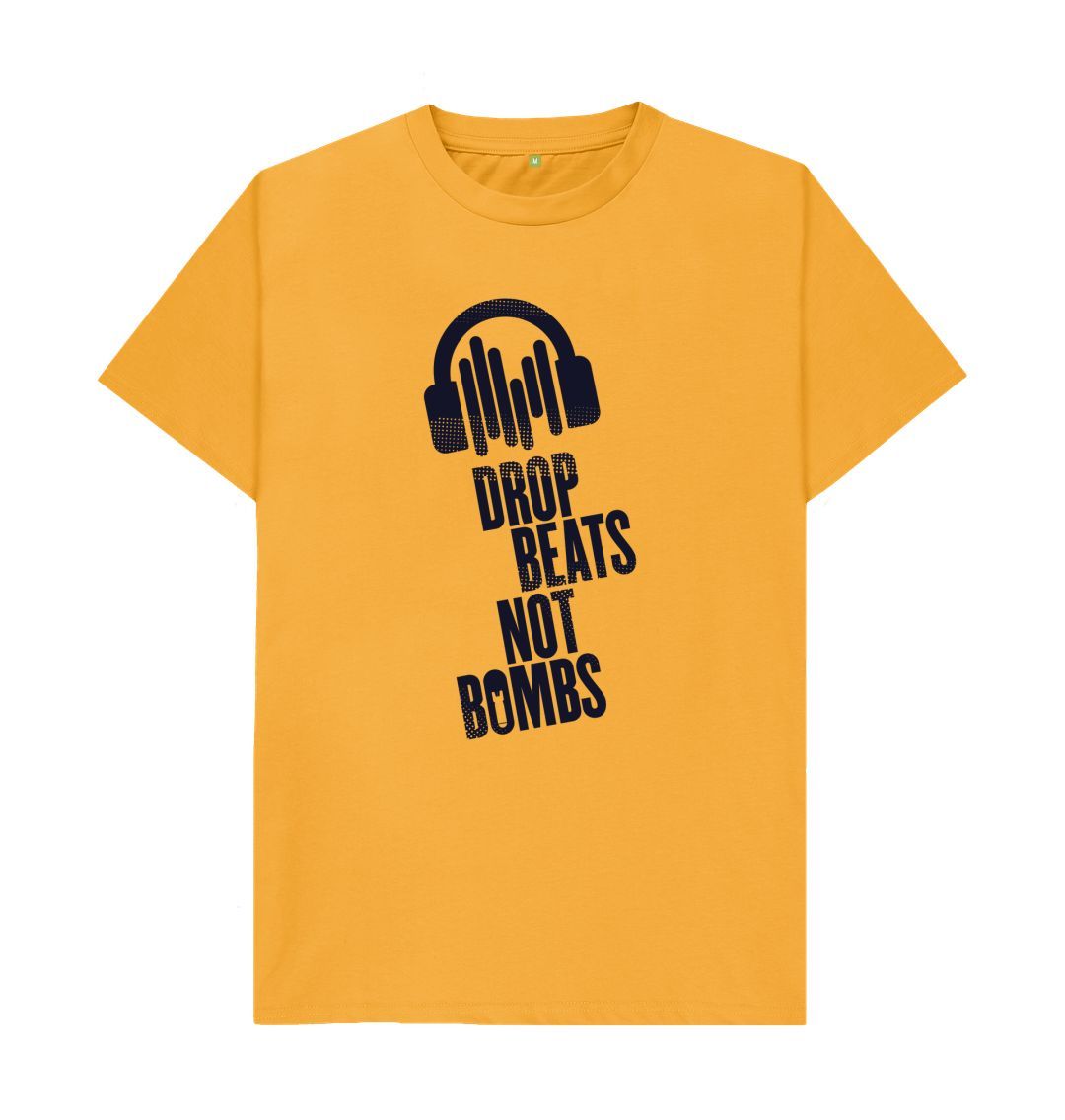 Mustard Drop Beats Not Bombs Sound Shirts Navy Logo T-Shirt