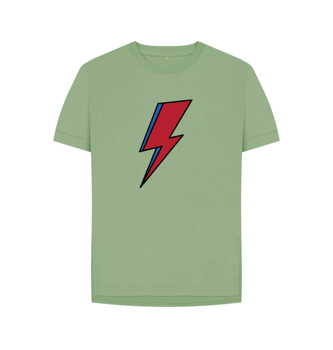 Sage David Bowie Lightning Bolt Womens T-Shirt