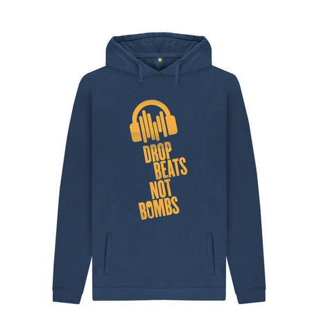 Navy Drop Beats Not Bombs Sound Shirts Yellow Logo Mens Hoodie