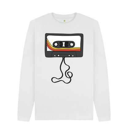 White Mens Unwound Cassette Graphic Sweatshirt