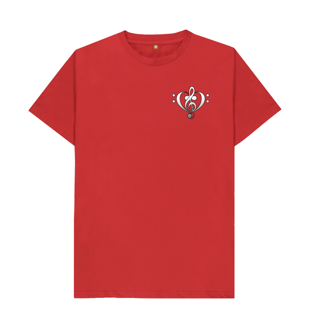 Red Combined Clef Heart Symbol Graphic Mens T-Shirt