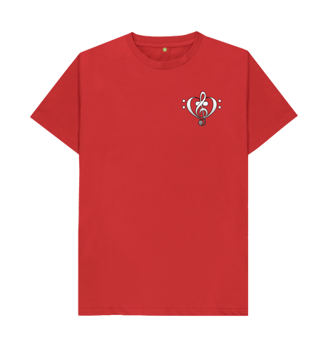 Red Combined Clef Heart Symbol Graphic Mens T-Shirt